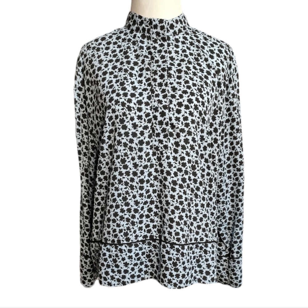 H&M  Black and Blue Long Sleeve Top Size 8
